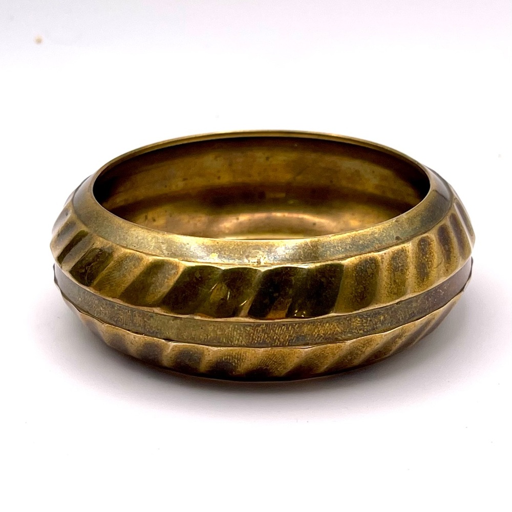 Vintage Statement Solid Brass Bangle Bracelet Boh… - image 8